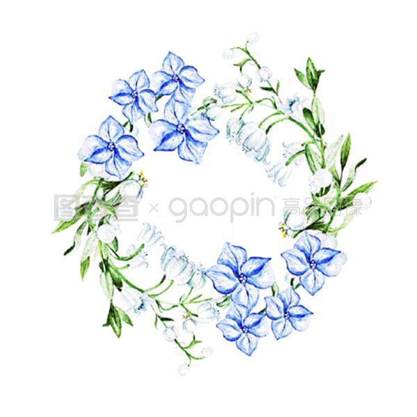 百合与蓝花 婚礼花圈与贺卡装饰中的典雅元素